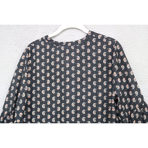 Sunday in Brooklyn 3/4 Bell Sleeve Dark Floral Tunic-Size Medium-Whimsigoth - Picture 10 of 12